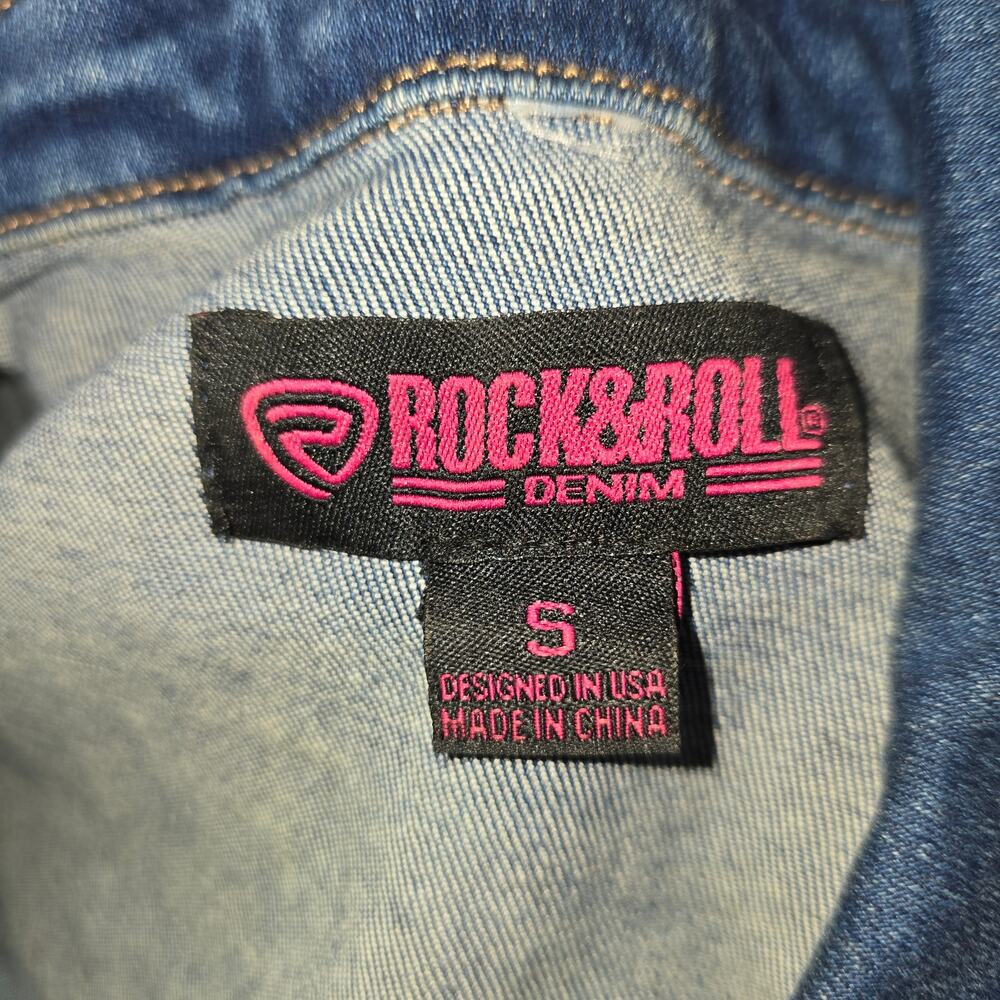 Rock & Roll Denim Womens Small Denim Long Sleve Jumpsuit Boiler Suit Blue Retro - Picture 6 of 8
